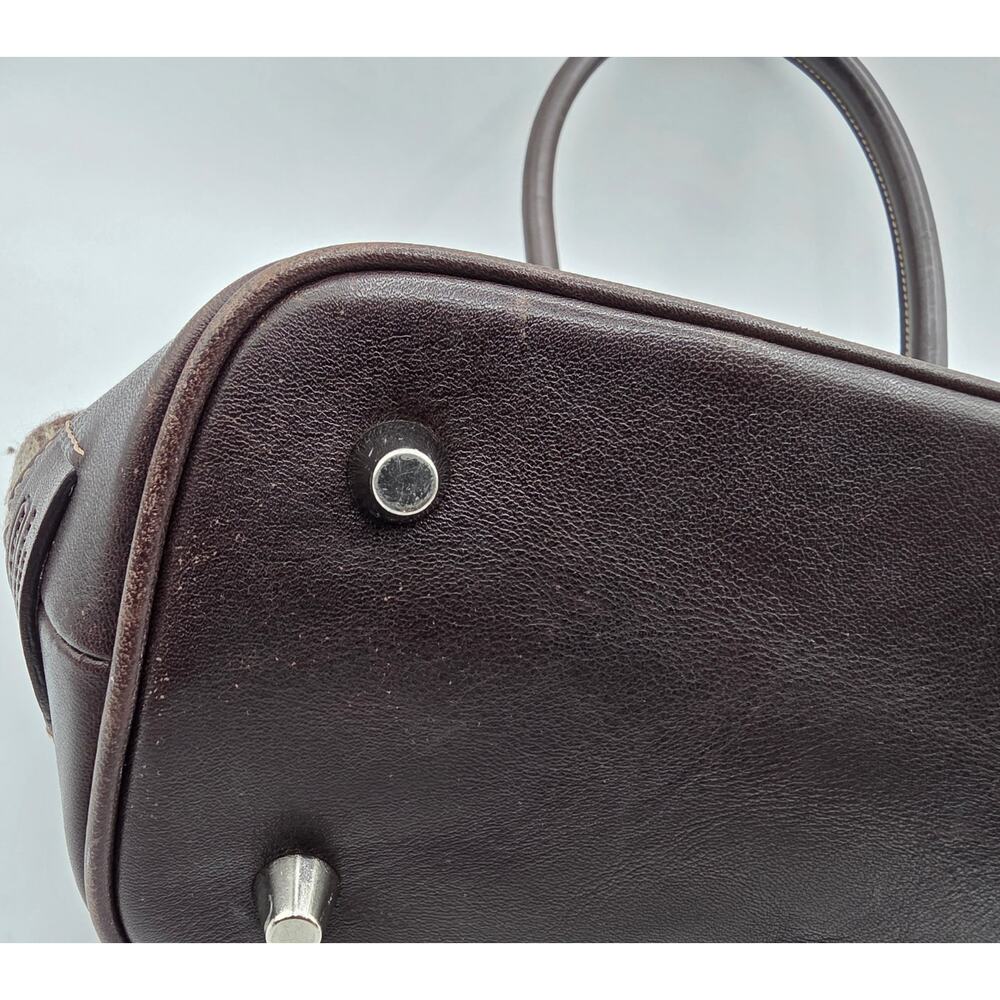 Vintage Coach FJ7721 Signature Wool Tote Brown Leather Handbag - Picture 13 of 16